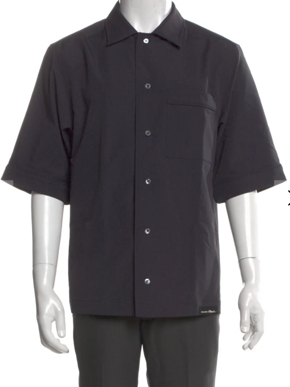 3.1 Phillip Lim Black Short-Sleeve Shirt logo patch detail